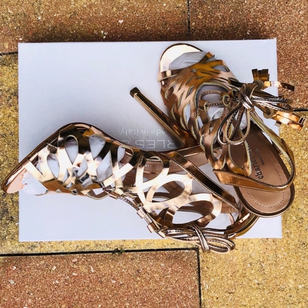 CHARLES DAVID “Pricilla” Stiletto Shoes Gold - Picture 4 of 10